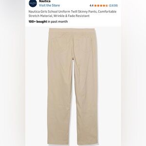 Nautica Girls Khaki School Uniform Pants